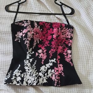 White House Black Market Black And Pink Corset Top With Removable Straps Size 00
